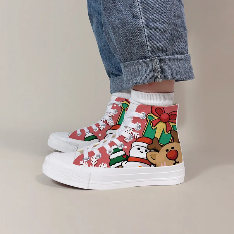 

Original Christmas High Top Canvas Shoes Lolita Sweet Beauty Soft Bottom Casual Student Shoes Personalized Plush Canvas Shoes