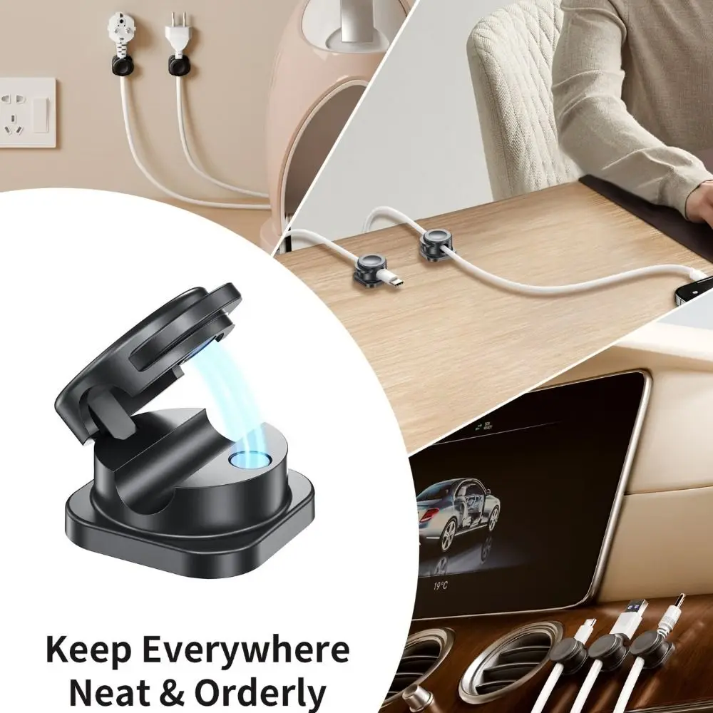 8Pcs Mini Self-adhesive Magnetic Cable Clips Charging Line Fixed Adjustable Cord Holder Desktop Cable Organizer Holder