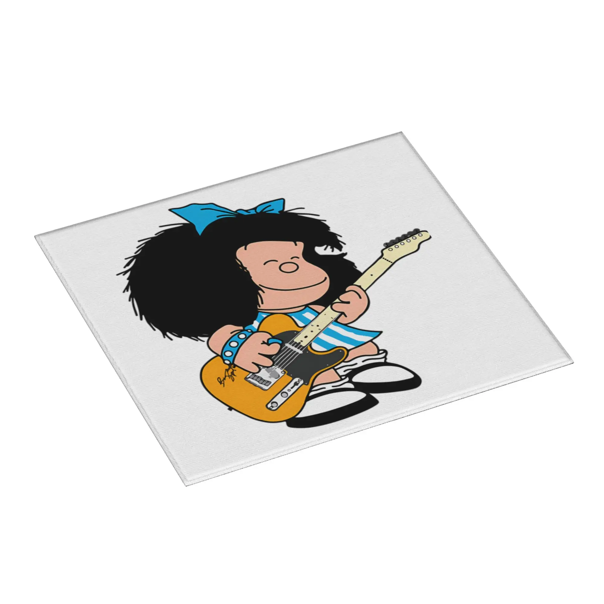 Drying Mat For Kitchen Mafalda Quino Playing Guitar Music Poster Water Absorbent Cartoon On Slip Kitchen Counter Protector Mat