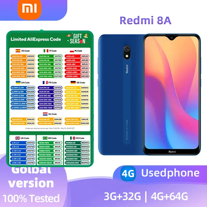 Xiaomi Redmi 8A 4G Android 6.22-inch RAM 3GB ROM 32GB Qualcomm Snapdragon 439 Used Phone