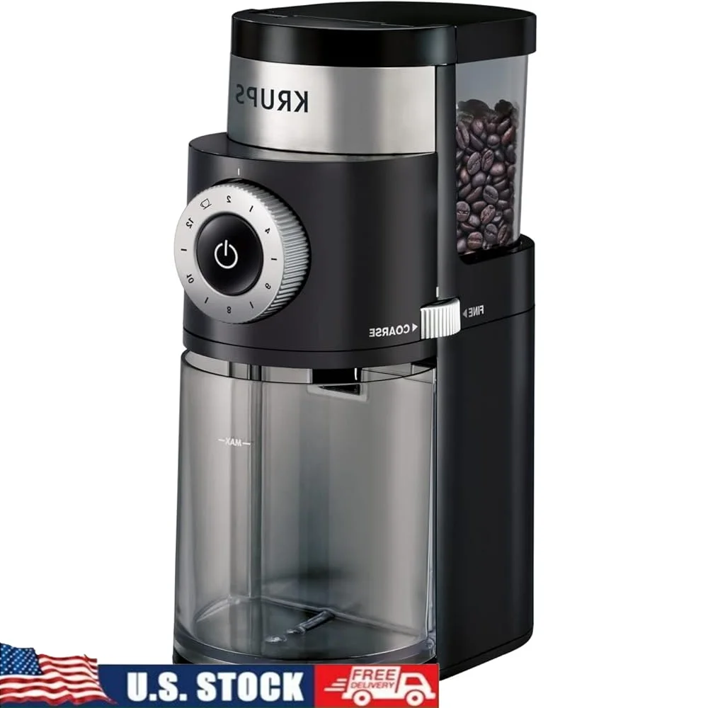 

Precision Burr Coffee Grinder 12 Settings 8oz Capacity Drip Espresso French Press Pour Over Cold Brew Stainless Steel 110W