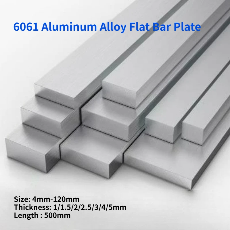 Thickness 1/1.5/2/2.5/3/4/5mm 6061 Aluminium Flat Bar Plate Strip Aluminum Alloy Sheet CNC Block Solids Mill Stock Width 4-120mm