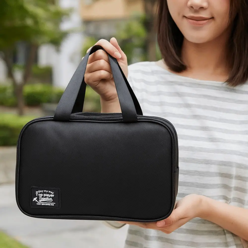 Solid Color Handheld Cosmetic Bag Large Capacity Oxford Cloth Pouches Bag Organizer Thickened Multi-layered Make Up Pouch Bag