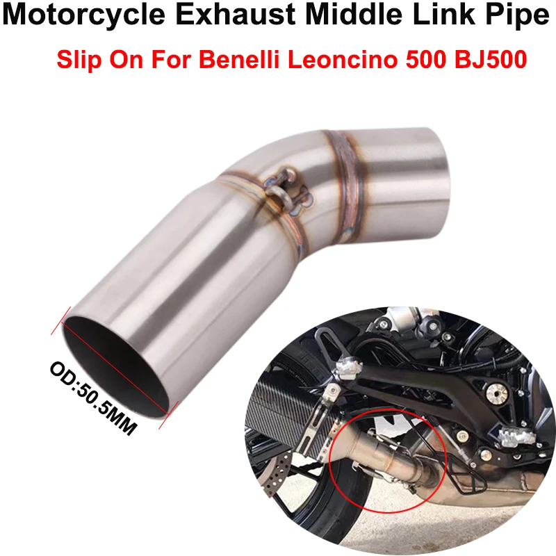 

Slip On For Benelli Leoncino 500 BJ500 Motorcycle Exhaust Escape Moto Stainless Steel Middle Link Pipe Connect 51MM Muffler