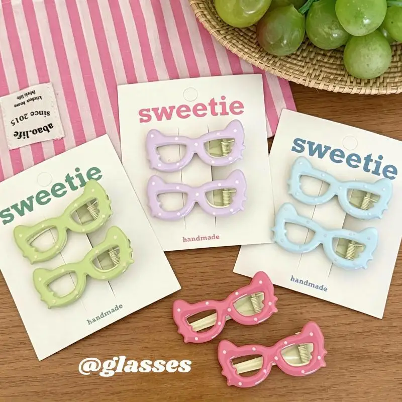 2Pcs Bright Colorful Wave Dot Glass Hair Clips Non-slip Side Broken Hair Holders for Women Summer Beach Trip Hair Accessories