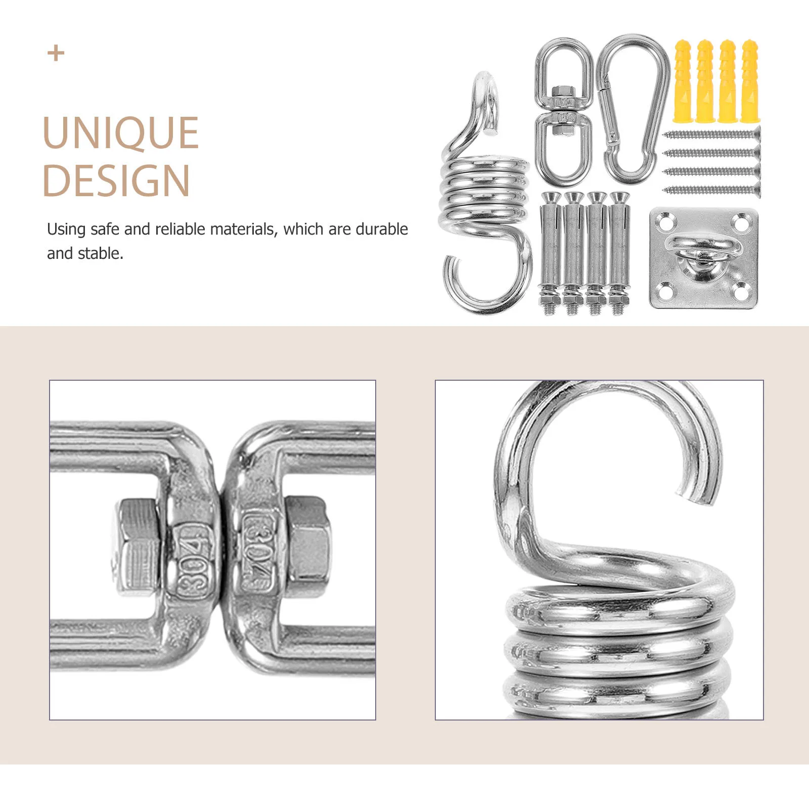 مجموعة واحدة من أدوات تثبيت الأرجوحة المتينة، مادة ممتازة، هيكل ثابت، لوازم تعليق متعددة الأغراض، ملحقات حلقة تسلق متأرجحة