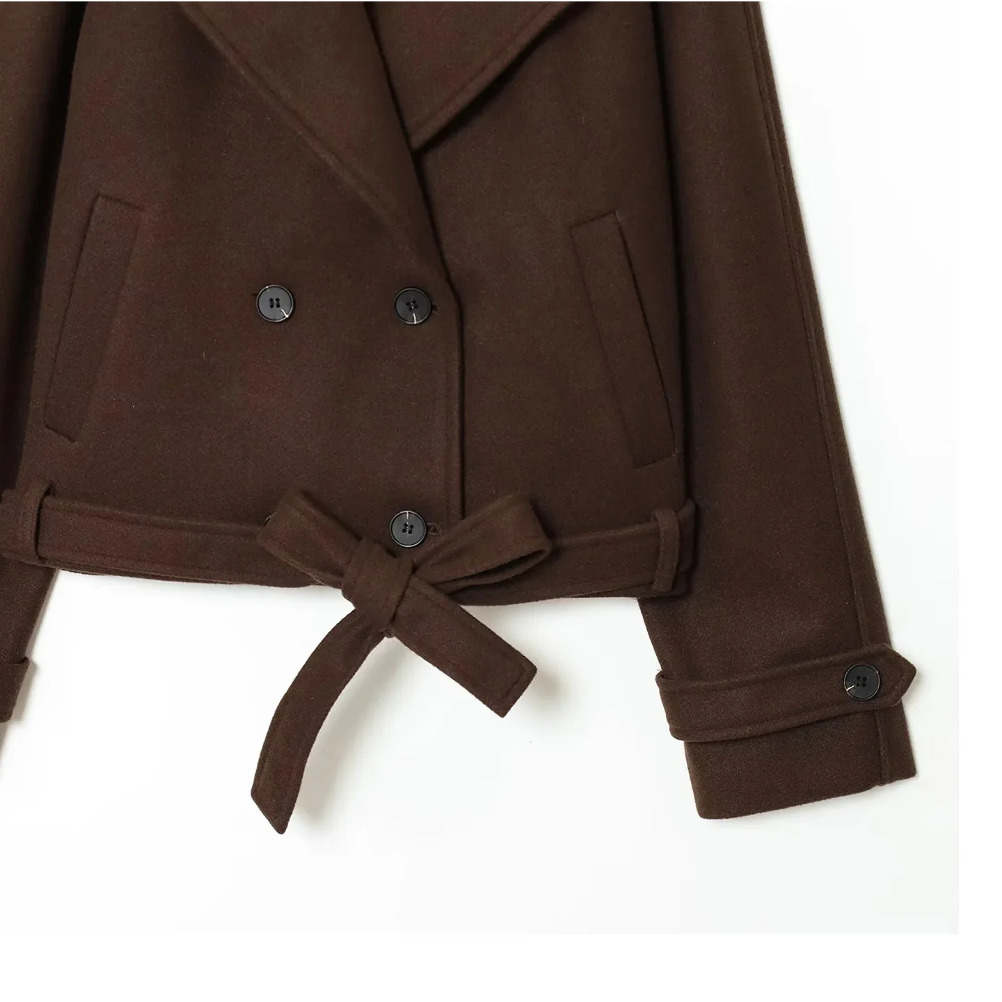 Herbst Winter Neue Ankunft frauen Briti Sle Jaet Doppel Geknöpft Fliege Taille Cinched Anzug Kragen Lange Sve ort Mantel