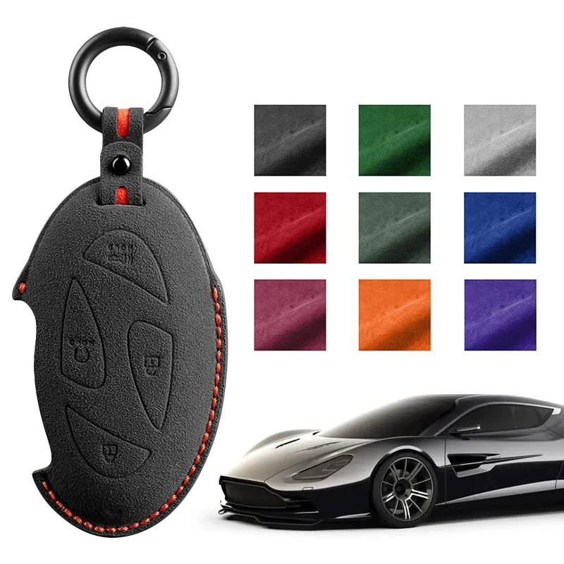 Leather Suede Car Key Case Cover for Hyundai N Style Holder Protector Multicolour Car Key Case Interior Part Auto Accesseries