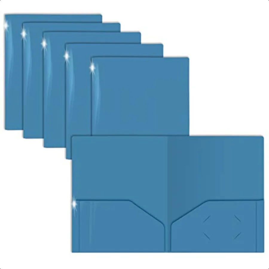

Extra Heavyweight Light Blue Plastic 2 Pocket Portfolio Folders Premium Letter Size Folders High Sheen Reflective Finish 12 Pac