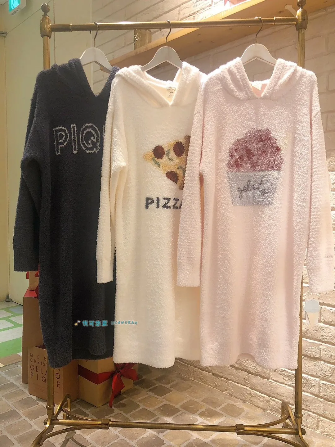 Japan Winter Thick Warm Sweater Pajamas GP Home Wear Pique Night Gown Loungewear Set