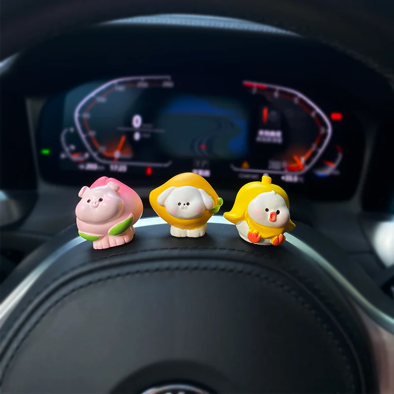 Fruit Animal Car Interior Decoration Cartoon Mango Dog Peach Pig Banana Chicken Girl Car Center Console Display Decoration