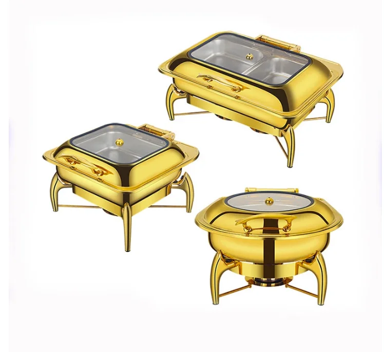 Gold-plated high-end buffet stove, Hotel swing-away electric hot plate, stainless steel insulation oven, food preservation