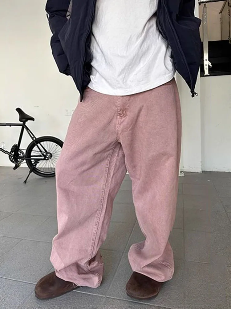 

Винтажные американские джинсы Waed, свободные прямые брюки для мужчин и женщин, модные брюки для пар High Street Sle