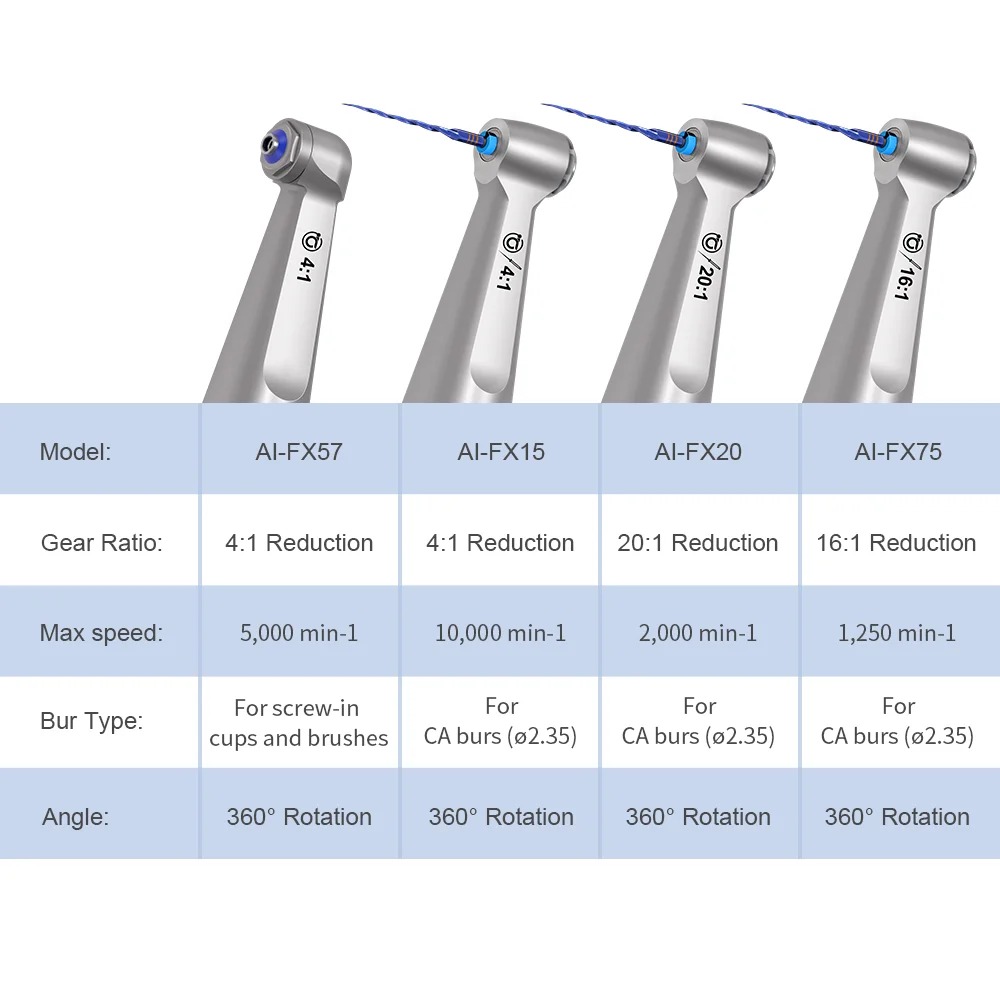 FX Series Brushless Micromotor Push Button Contra Angle Low Speed Dental Chair Handpiece Teeth Whitening Surgical Instrument