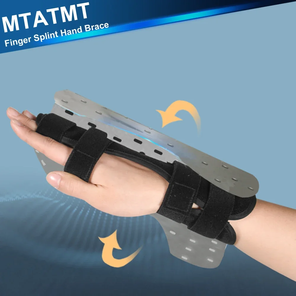 Finger Splint - Supports Pinky, Ring, Middle Metacarpals and Knuckles - Adjustable Hand Brace - Straightening for Trigger Finger