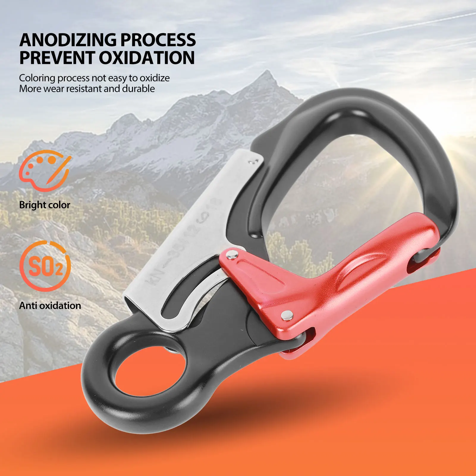 35KN Climbing Carabiner Clips D Shaped Heavy Duty Carabiners for Rock Climbing Rappelling Mountaineering Rock Climbing Carabiner