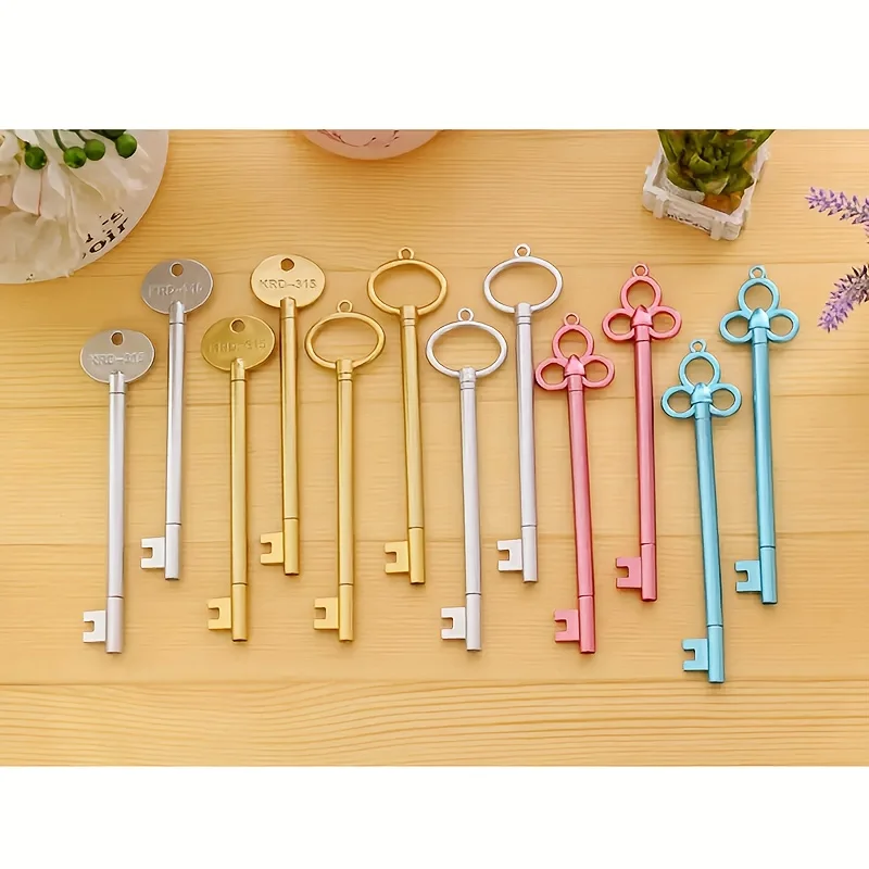 Unisex Pens: 6-60pcs, Stationery Key Shaped, Retro Water-Based, Learning Office Signing Pen, Suitable for Office School Use