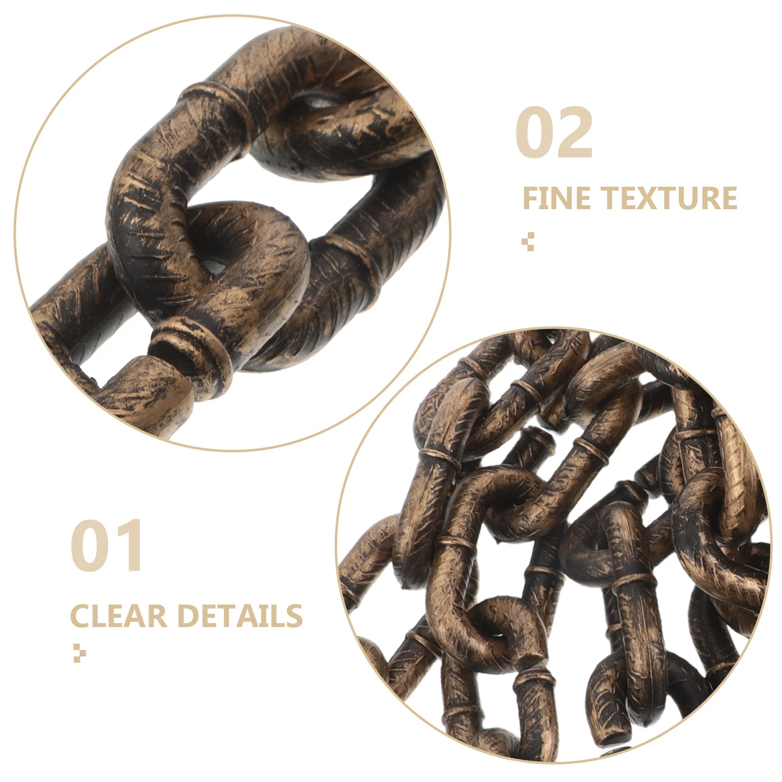 3Pcs Black Plastic Chain Halloween Decorations Realistic Iron Look Chain for Stage Performance Costume Accessory Eerie Party