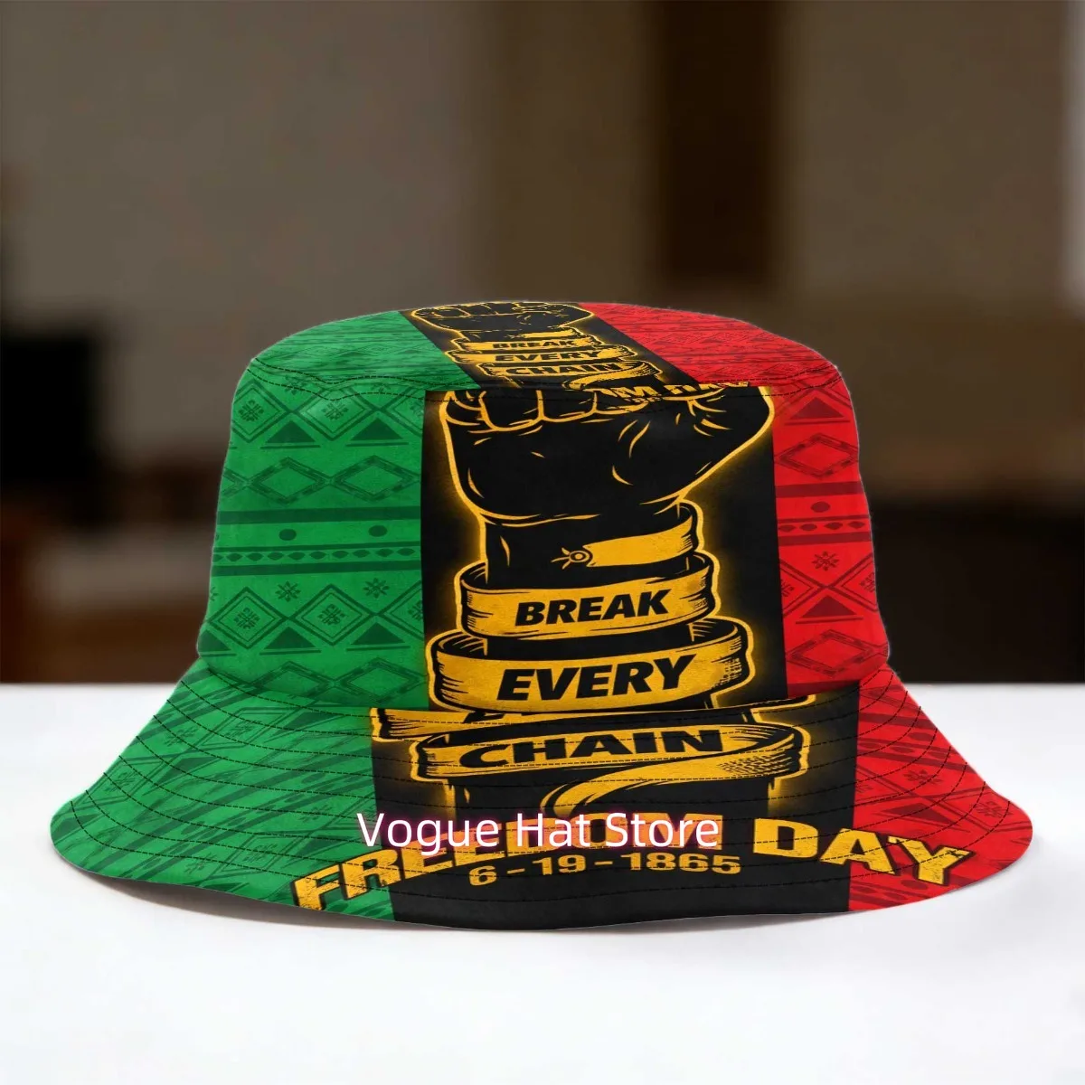 1pc of Juneteenth Freedom Power Fisherman Hat with a Fitted Closure, Designed for Lightweight Comfort And Featuring a Vibrant De
