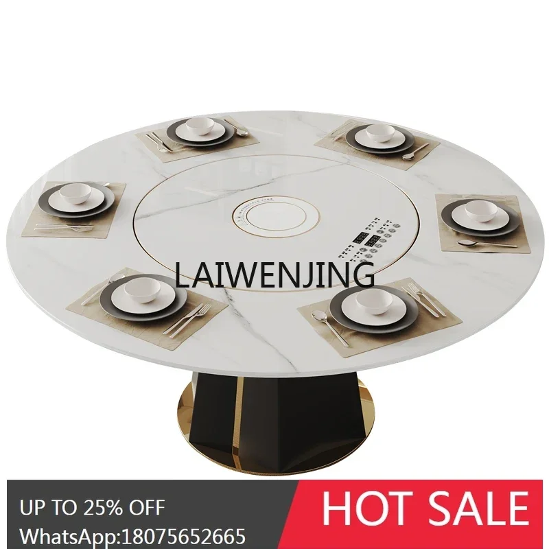 

rock slab round dining table multi-functional warm dishes integrated home modern dining table