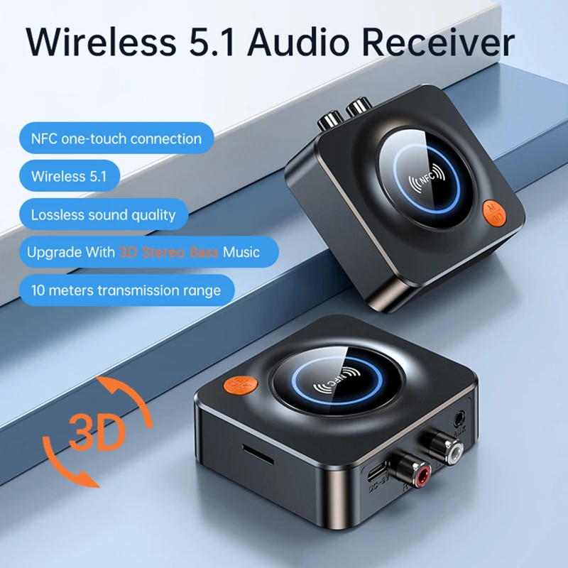 NFC Bluetooth Audio Receiver 3.5mm AUX RCA 3D Surround Stereo Music Wireless Adapter Support TF Card Play For Car Kit Speakers