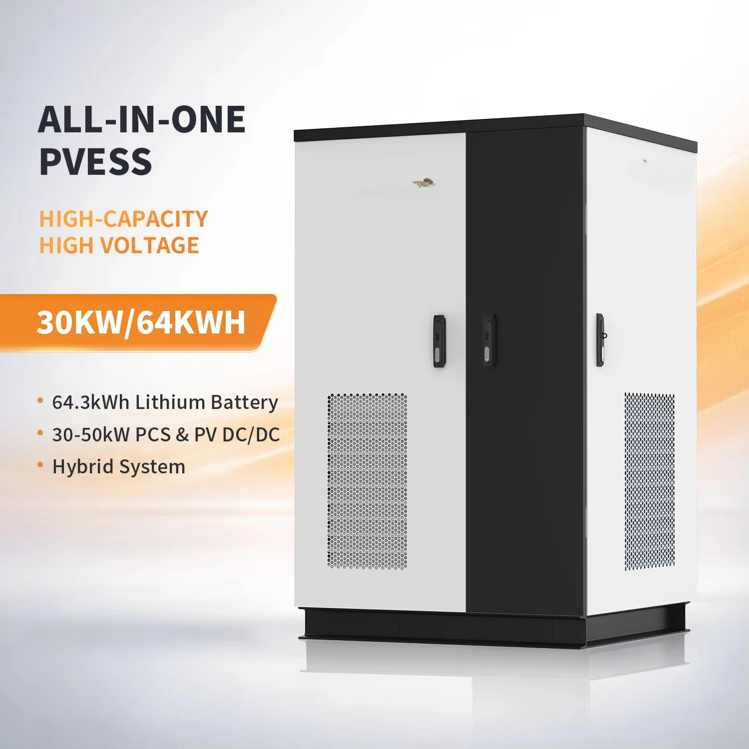 BESS Solar Energy Storage System 20Kw/30kw/40kw/50Kw + 64.3Kwh  LiFePO4 Battery for EV Charging