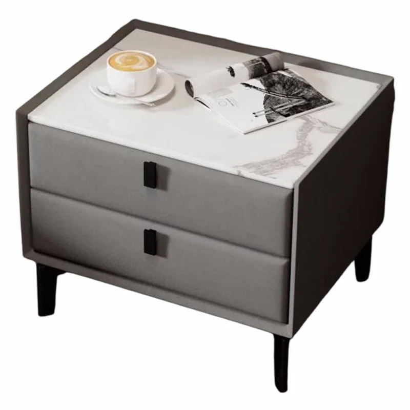 

Bedside table leather simple modern minimalist gray bedroom locker
