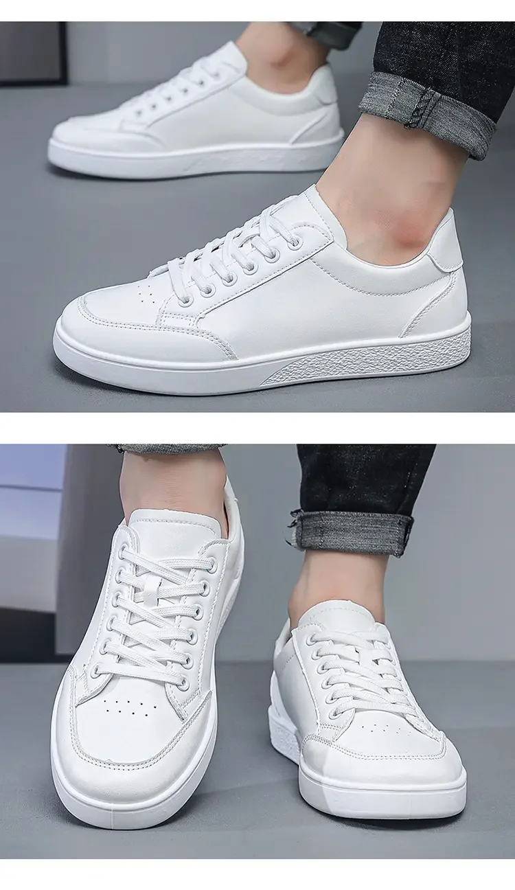 [Longkang-G138] Nuevos zapatos blancos para hombre, zapatos de moda, zapatos deportivos informales de cuero para hombre