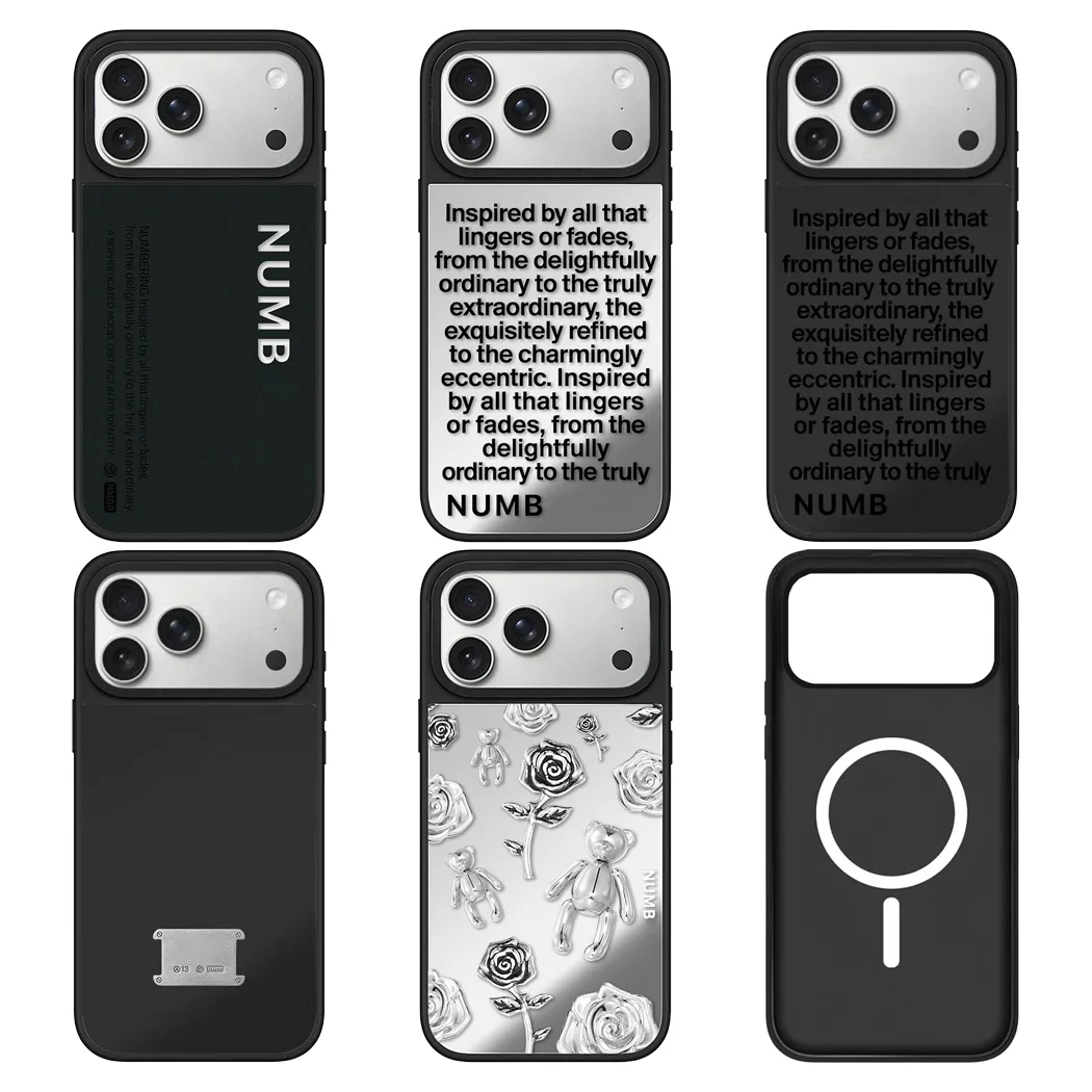 

English Letters Black Mirror Surface Magnetic Phone Case Cover for IPhone 13 14 15 16 17 Pro Max Case for IPhone 17 Air