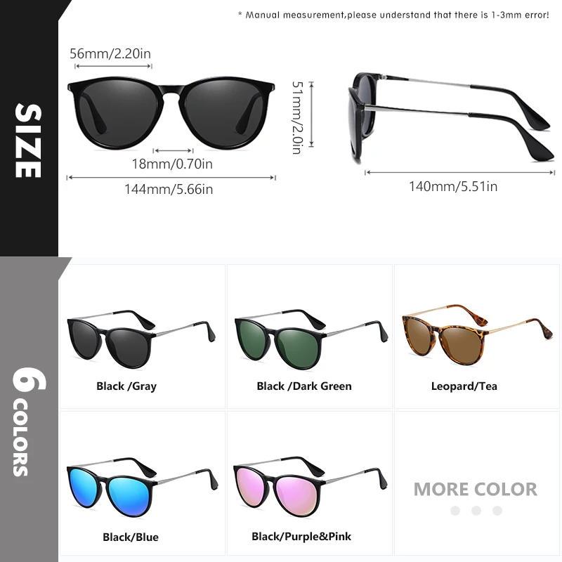 LM Vintage Leopard Frame Women Sunglasses Polarized Fashion Men Sun Glasses Classic Shades Travel Safe Driving UV400 Goggles