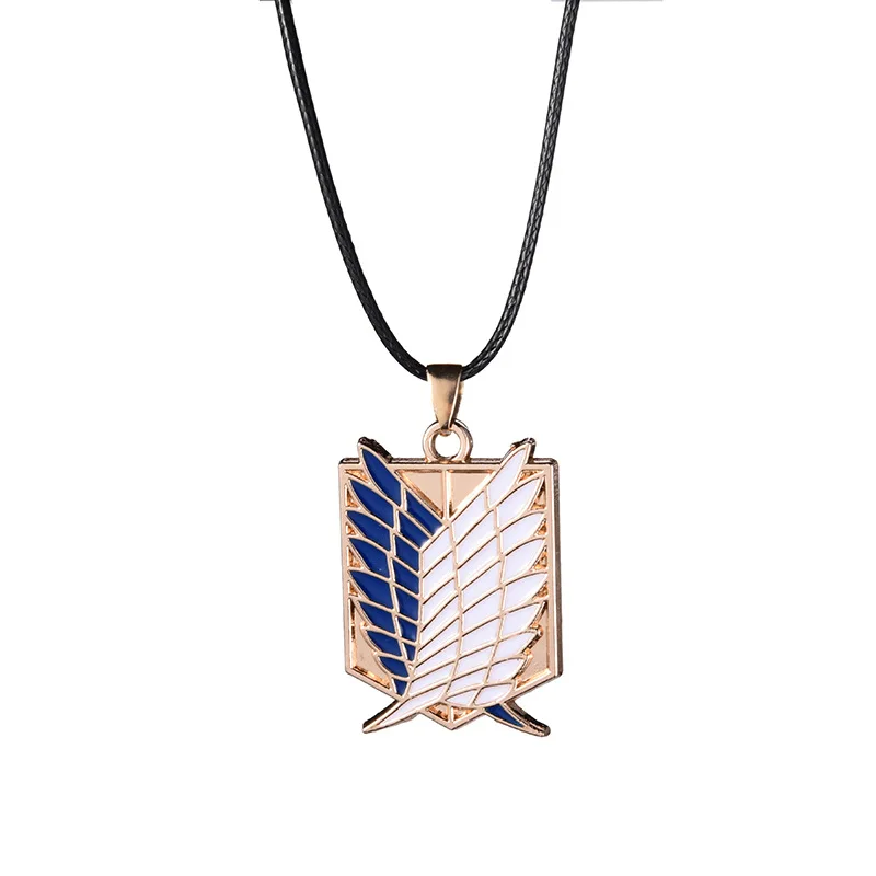 Collier attaque des titans, ailes de la liberté, pendentif en alliage pour Cosplay, Shingeki No Kyojin, chaîne en cuir, accessoires pour hommes