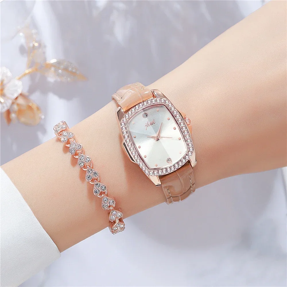 레트로 스퀘어 쿼츠 럭셔리 다이얼 캐주얼 손목 시계, 가죽 스트랩 패셔너블 시계 여성용 방수 손목 시계