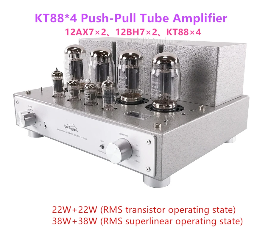 LM-216IA Tube Amplifier Integrated Amplifier KT88 * 4 Push Pull Tube Amplifier 38WX2,10Hz~50kHz (-1.5dB)