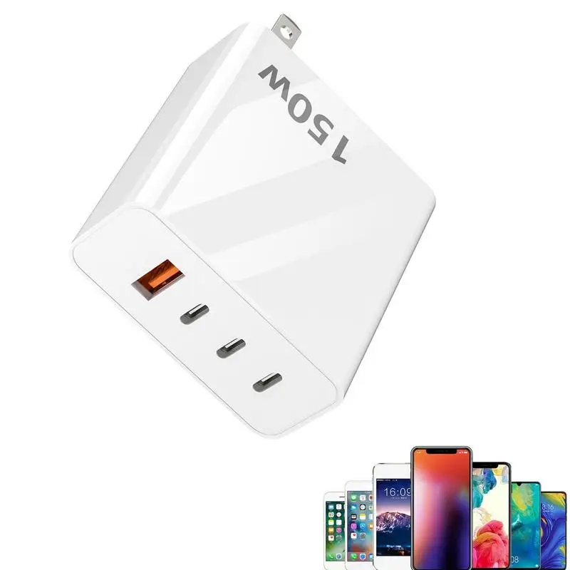 USB C Wall Charger 4-Port Powerful 150W GaN Charger Block QC5.0 USB C Charging Hub For High-speed Charging Safety Fast Charger