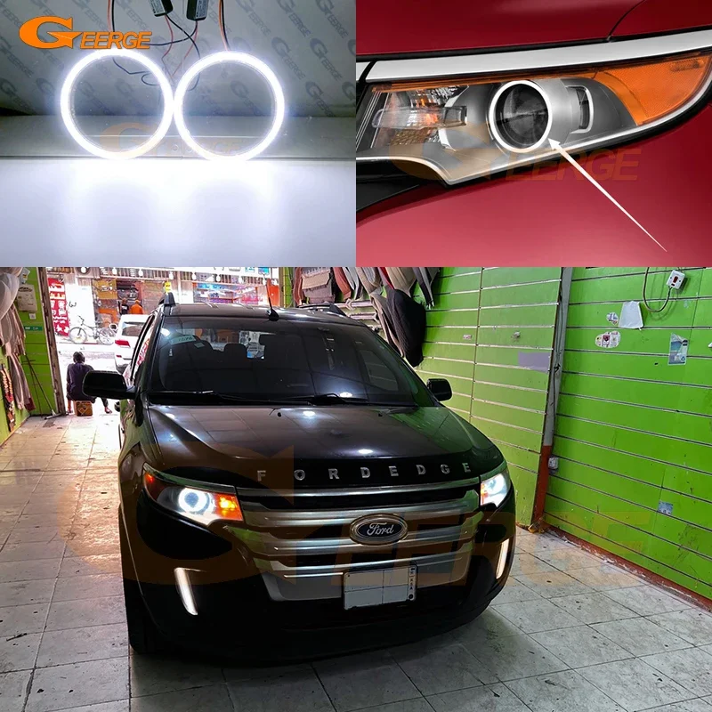 

For Ford Edge U387 Facelift 2011 2012 2013 2014 Excellent Day Light DRL Ultra Bright COB Angel Eyes Kit Halo Rings