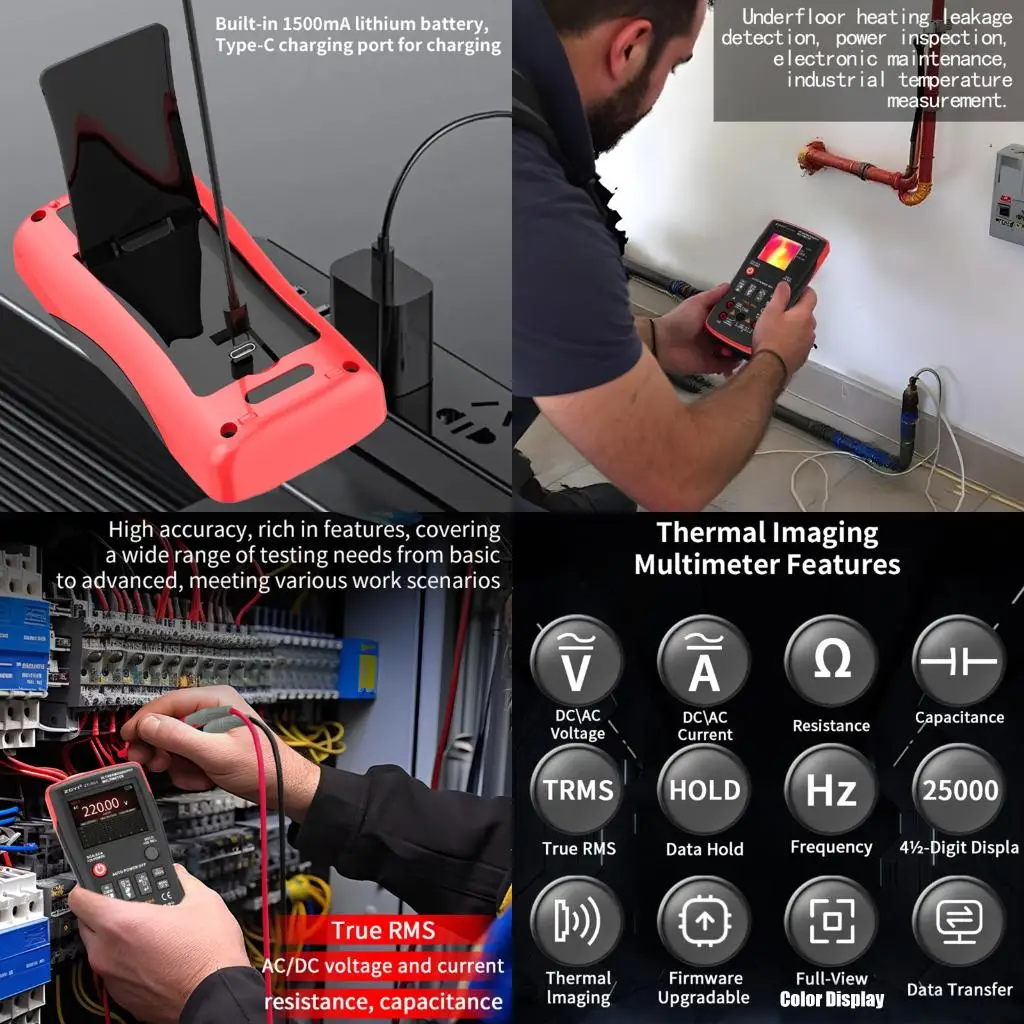 

Ультракрасный тепловизионный мультиметр с мягким чехлом для ремонта цепей и промышленной диагностики. Использование высокого