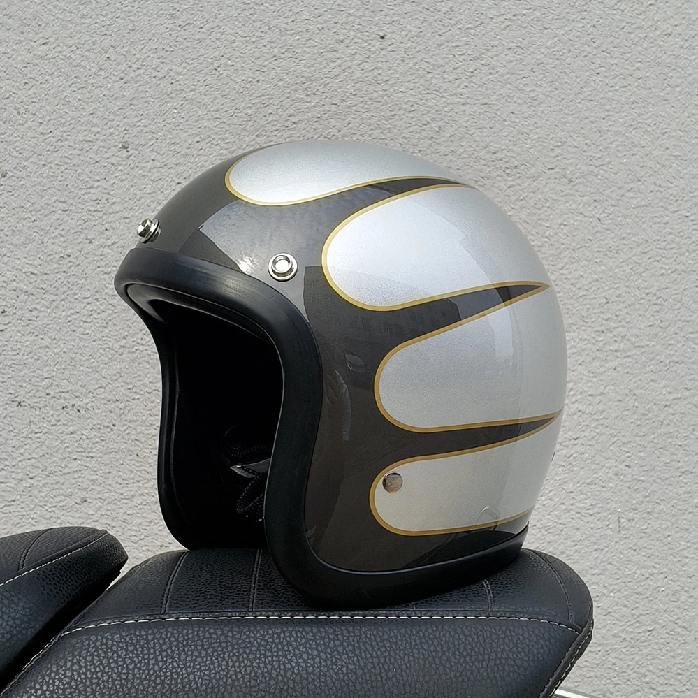 TT&COCASCOS Motorcycle Vintage Helmet 3/4 Open Face Casco Moto Jet Scooter Fiberglass Motorbike Helmet 500TX Casque