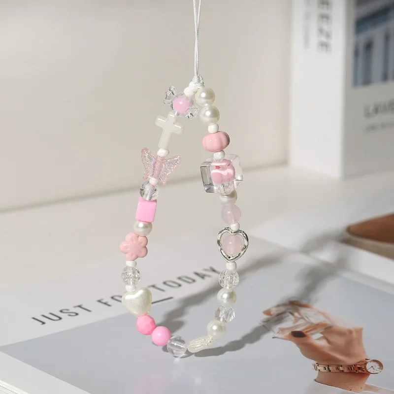 

Креативный бисерный ремешок для телефона своими руками, подвеска в стиле Ins с кристаллами и сердечками ручной работы для чехла телефона