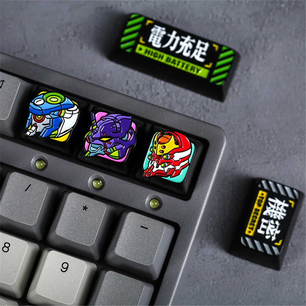 Keycap Anime i gra motyw z serii EVA stop aluminium metalowa osobowość Keycap dla klawiatury mechaniczne Cherry MX axis R4 wysokość