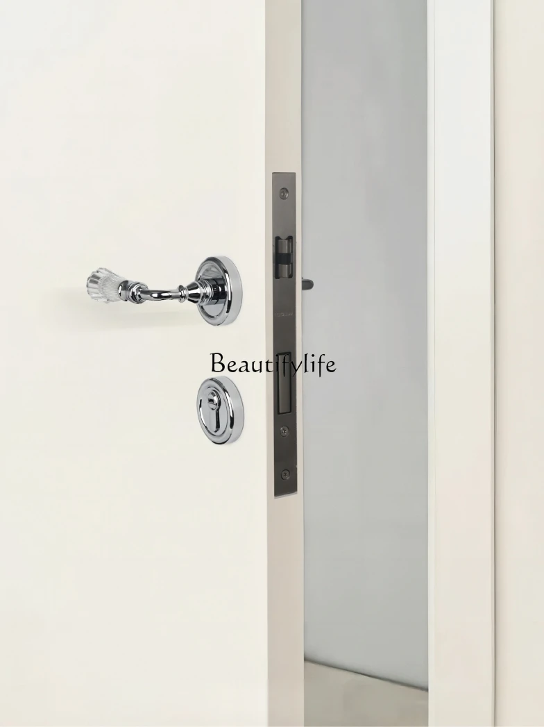 Door Lock Small French Crystal Universal Light Luxury Bedroom Indoor Double Door Handle