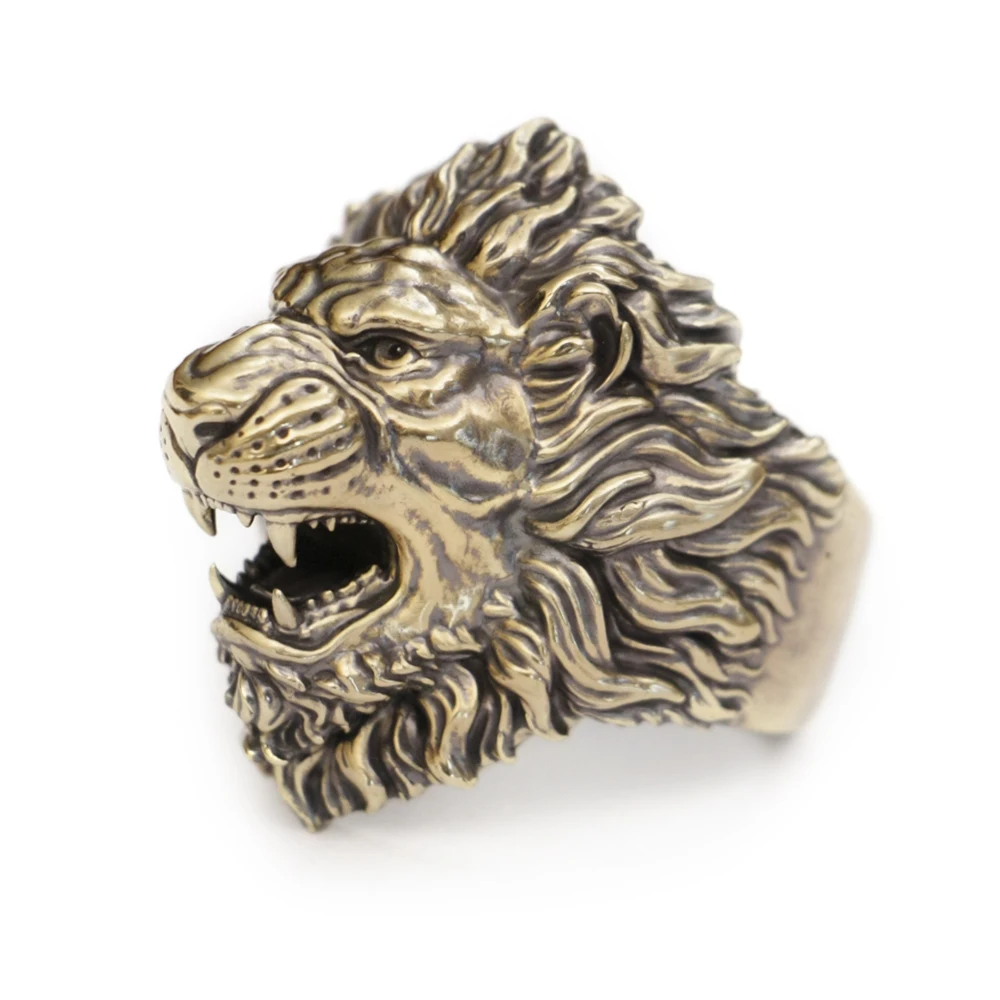 Details Brass Roaring Lion Ring Biker Rock Punk Jewelry BR385 US Size 7~15