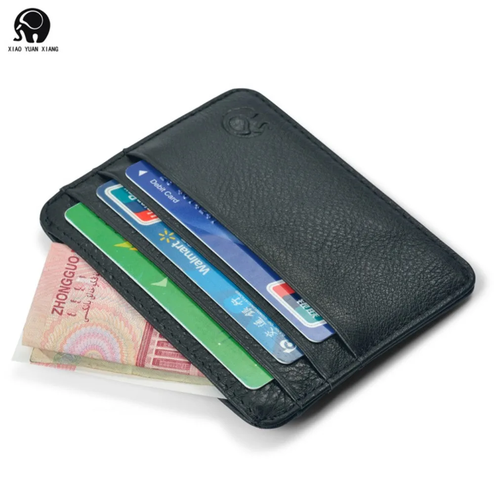 Retro First Layer Genuine Leather Card Bag with 7 Card Slot Super Thin 100% Real Leather Bank Card Holder Coin Purse Sort Wallet