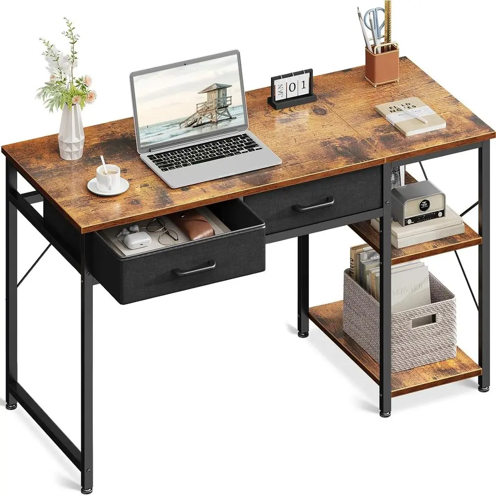 

Small Computer Desk with Ders, 40 Inch Reversible Home Oice Desk with Storage Shelves, Study Laptop Desk or Bedroom Small Space,