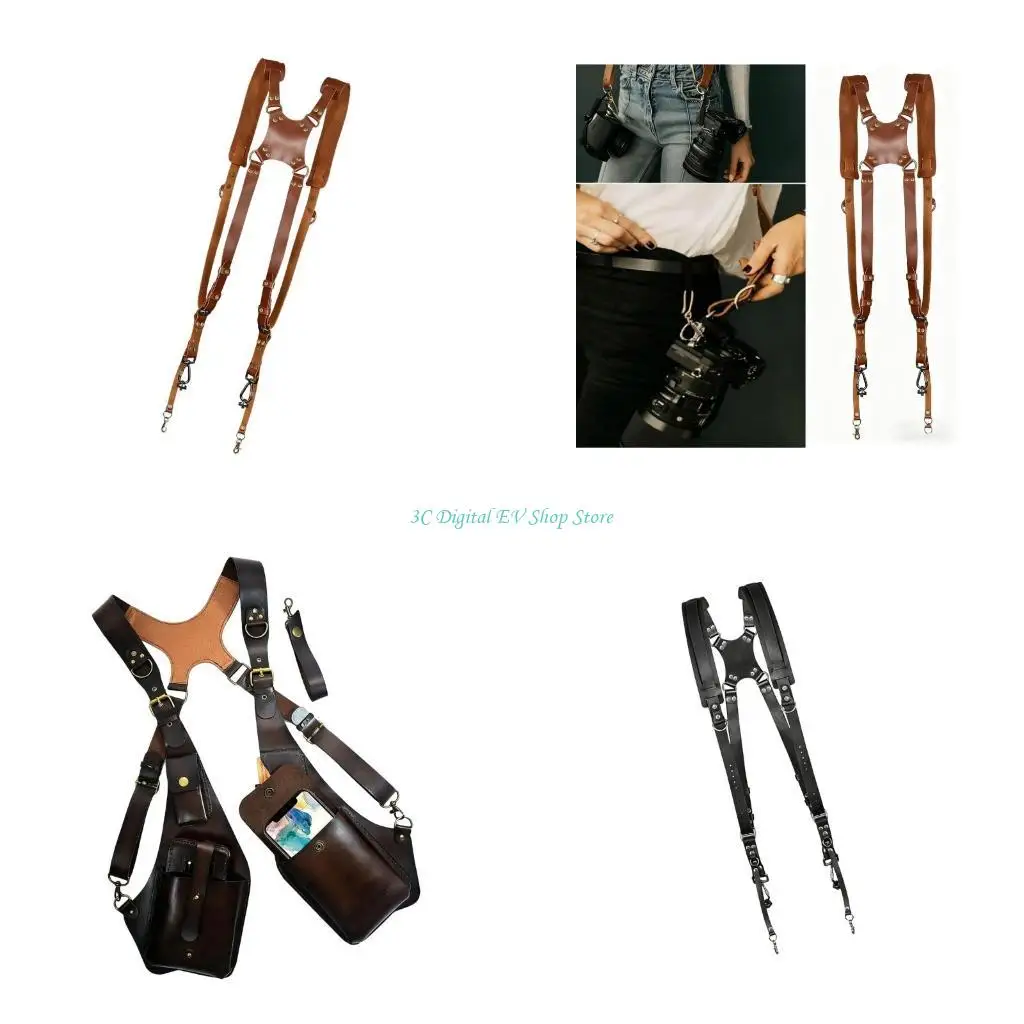 

E74D Прочные кожаные ремни для фотокамеры с губчатой ​​подкладкой, универсальный плечевой ремень для цифровых зеркальных