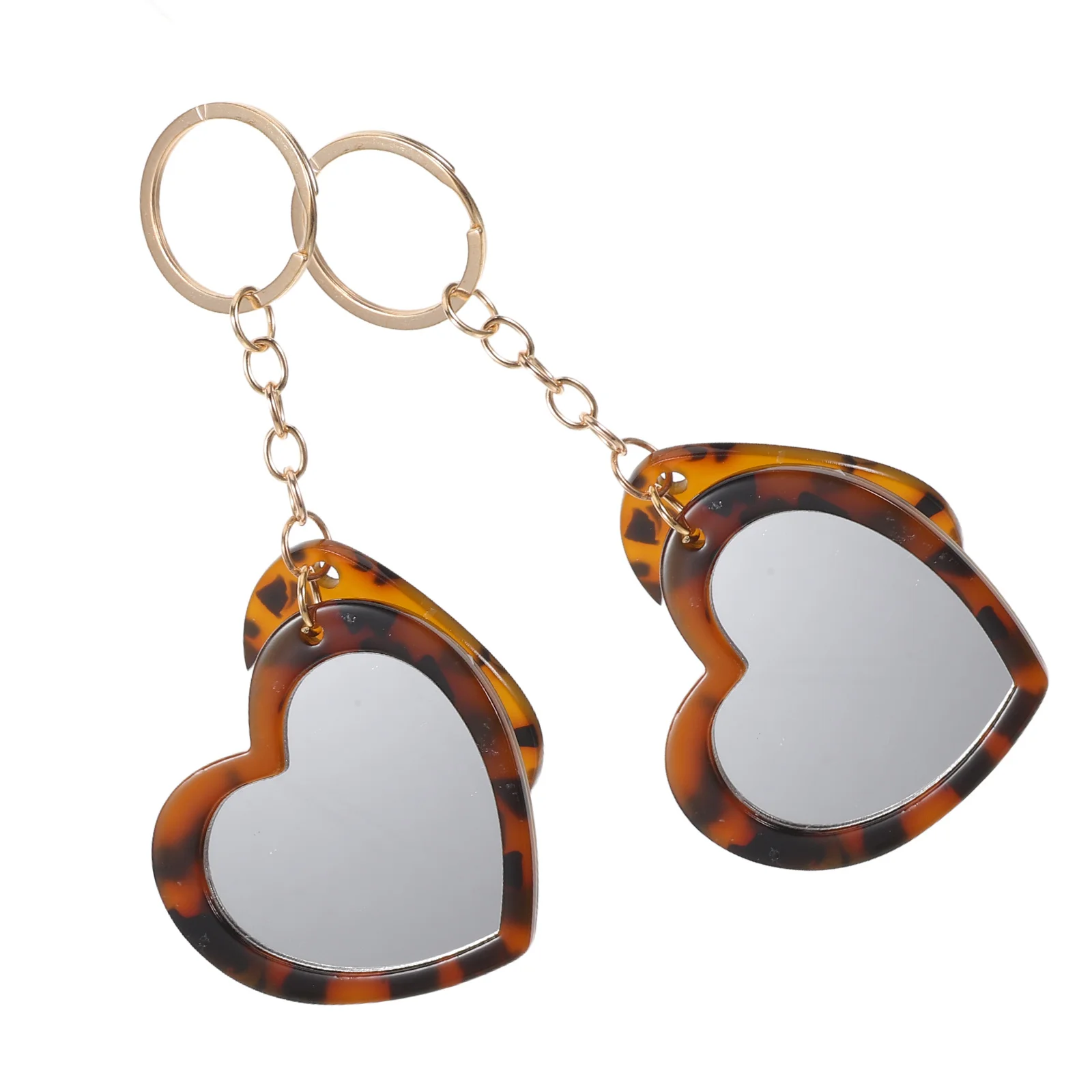 

2Sets Mirror Keychain Creative Heart Shaped Compact Travel Makeup Mirror Comb Set Portable Purse Charm for Teen Vanity