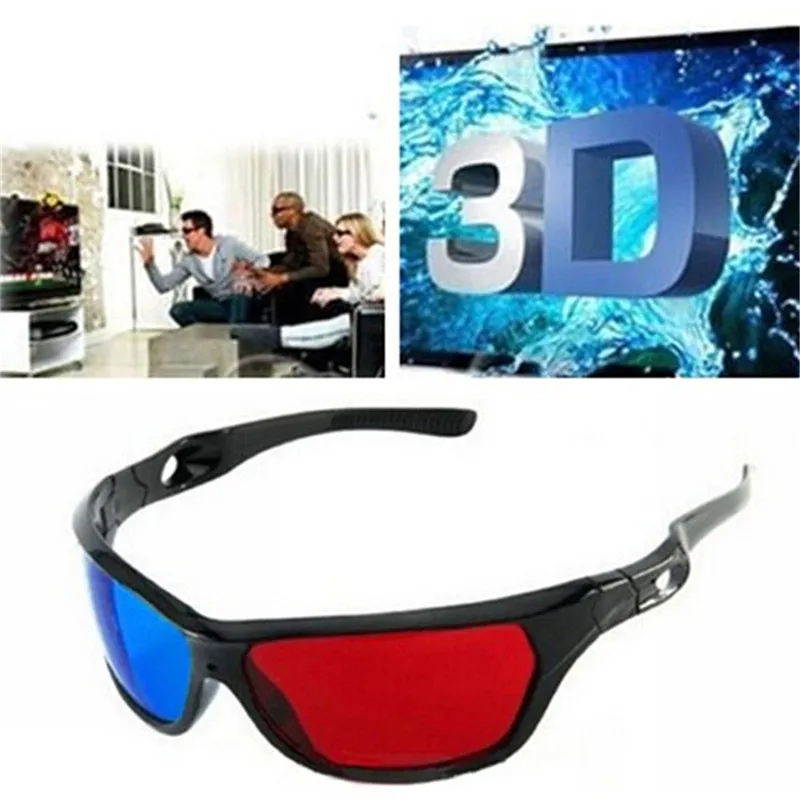 Universal 3D Plastic Glasses Red Blue Black Frame For Dimensional Anaglyph TV Movie DVD Vision/cinema Game