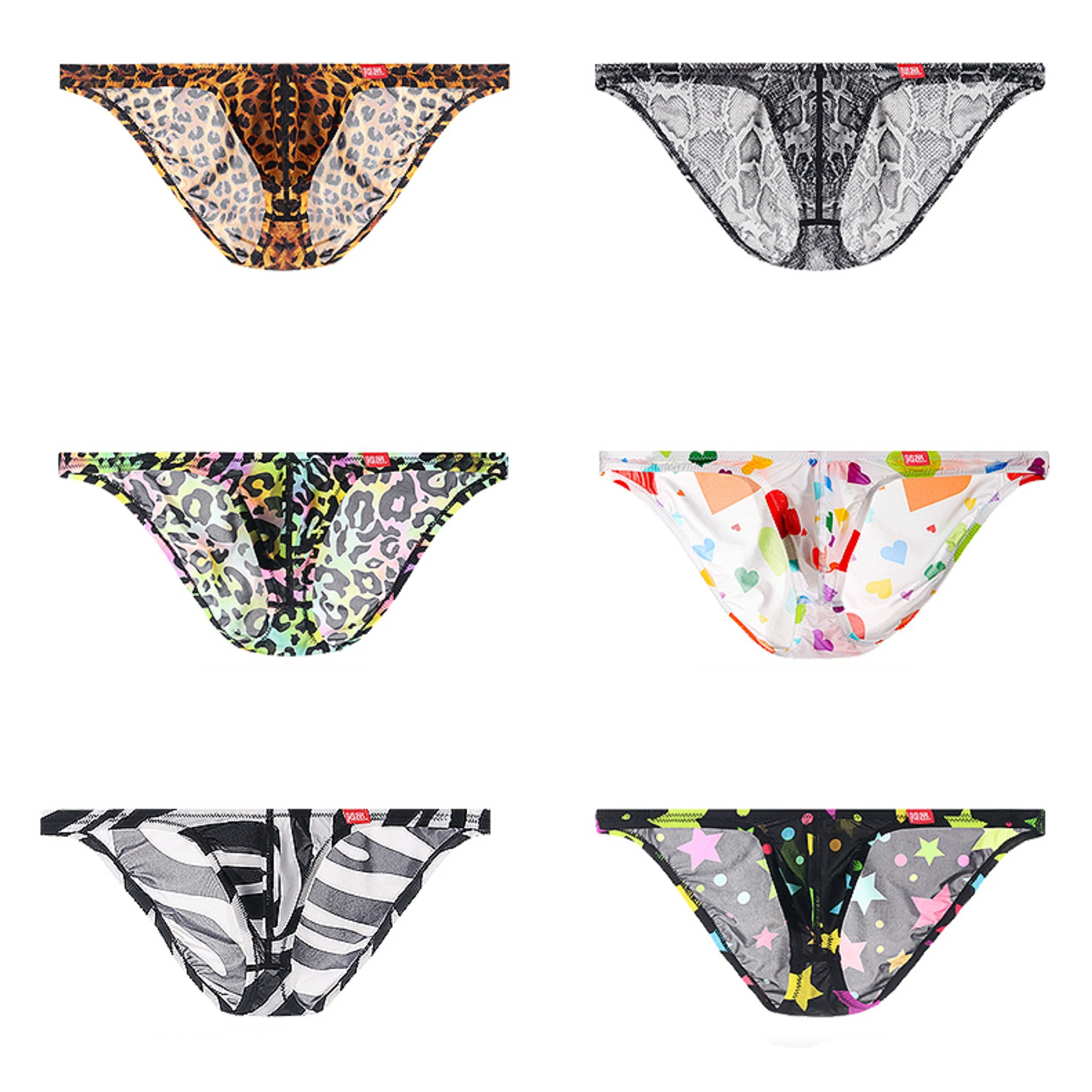 Men's underwear triangle underpants sexy leopard ultra-thin ice silk low waist comfort breathable U convex Japanese style briefs - Image 3