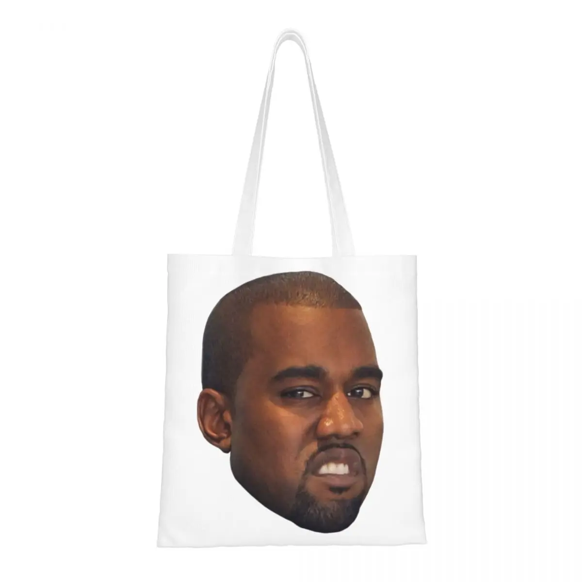 Custom Funny Kanye West Meme Canvas Shopping Bags Women Washable Grocery Rapper Music Producer Shopper Tote Bags