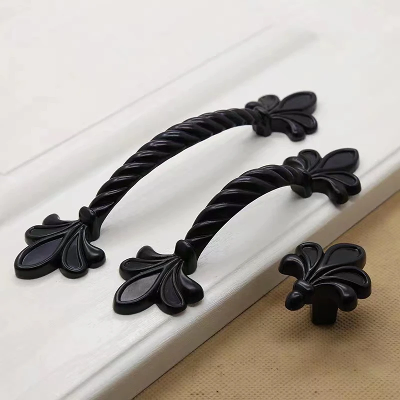 

96mm modern simple black furniture handle black kitchen cabinet drawer handle dresser cupboard wardrobe door pull knob 3.8"