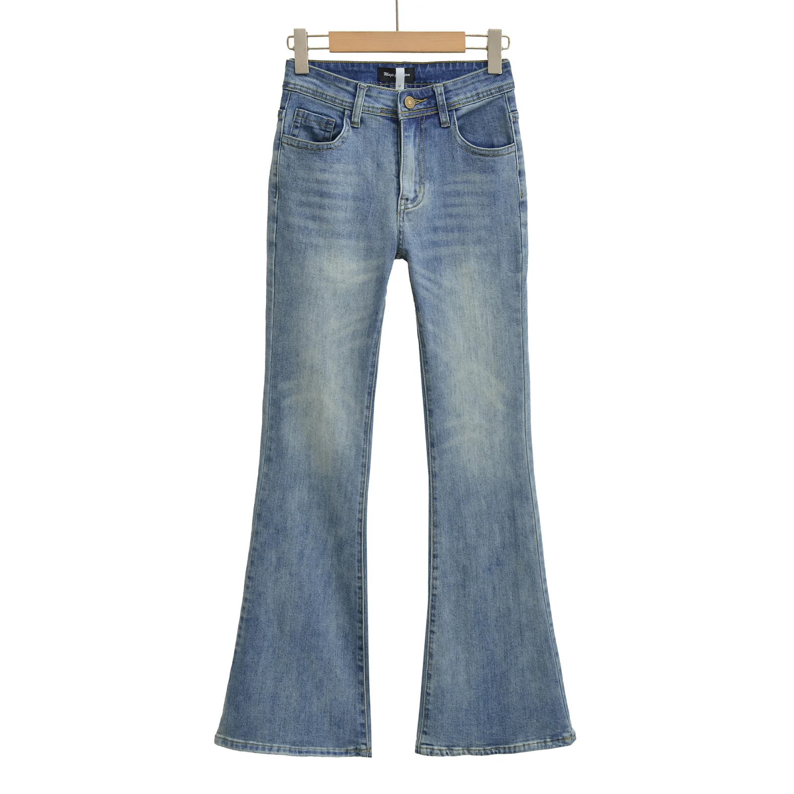 American Sle Retro Low Waist Elastic Slim Fit Flared Denim Jeans Damen Herbst Vielseitige Bootcut-Hose Knöchellange Hose